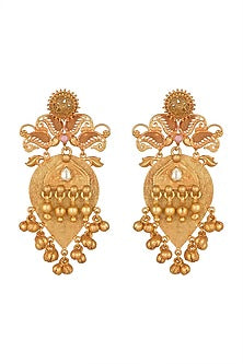 Gold Finish Long Earrings