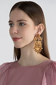 Gold Finish Long Earrings
