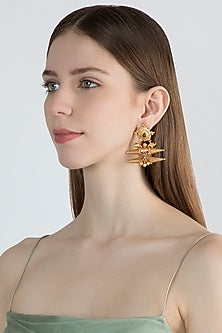 Gold Finish Big Earrings