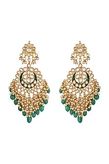Gold Finish Chandbali Earrings With Pearls