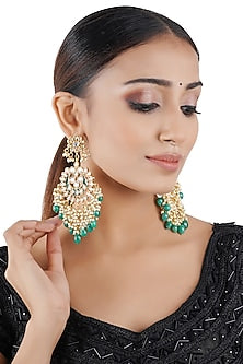 Gold Finish Chandbali Earrings With Pearls