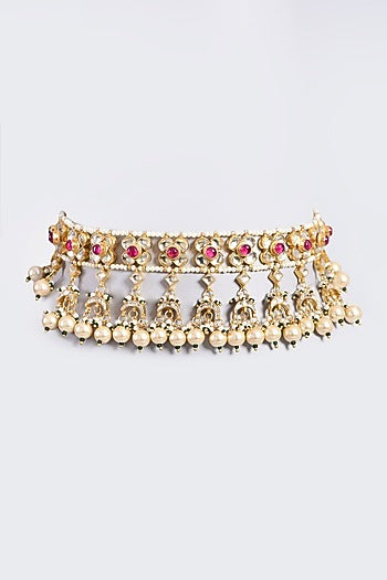 Gold Finish Kundan Polki Choker Necklace