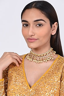 Gold Finish Kundan Polki Choker Necklace