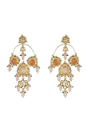 Gold Finish Pearl Hoop Earrings