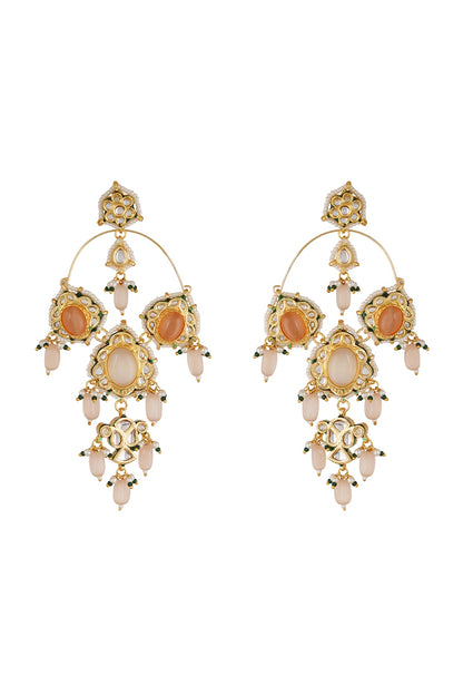 Gold Finish Pearl Hoop Earrings