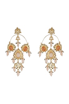 Gold Finish Pearl Hoop Earrings