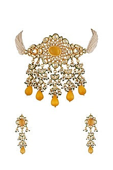 Gold Finish Kundan Polki Choker Necklace Set