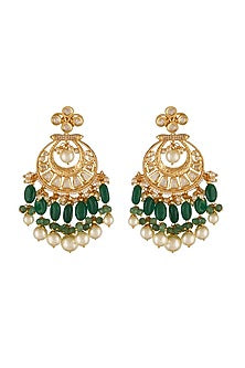 Gold Finish Kundan Chandbali Earrings