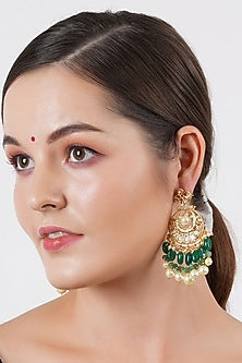 Gold Finish Kundan Chandbali Earrings