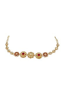 Gold Finish Kundan Polki Sheesh Patti