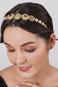 Gold Finish Kundan Polki Sheesh Patti