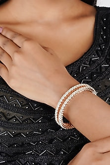 Rose Gold Finish Onyx Bangles (Set of 4)