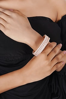 Rose Gold Finish Pink Onyx Bangles (Set of 4)