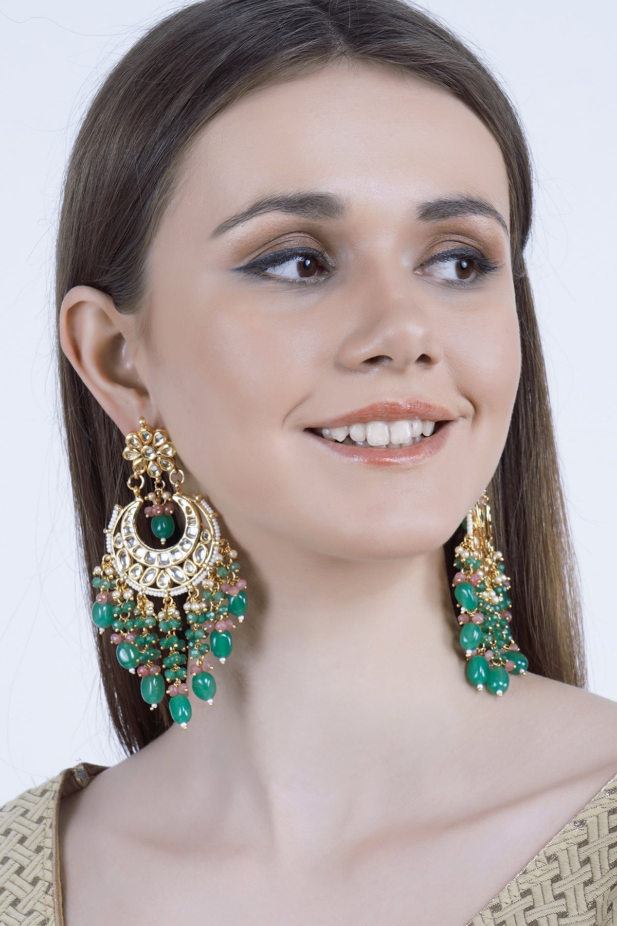 Gold Finish Chandbali Earrings