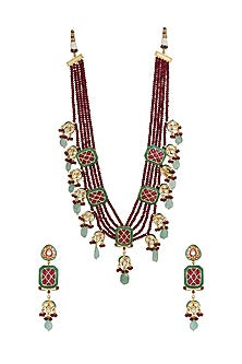 Gold Finish Ruby Necklace Set