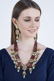 Gold Finish Ruby Necklace Set