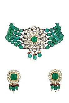 Gold Finish Choker Necklace Set