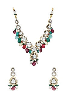Gold Plated Ruby Necklace Set