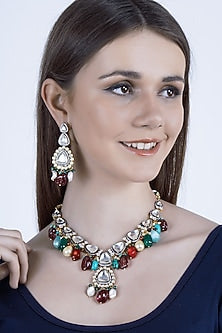 Gold Plated Ruby Necklace Set