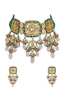 Gold Plated Rose Quartz Necklace Set