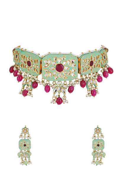 Gold Plated Pearls Necklace Set