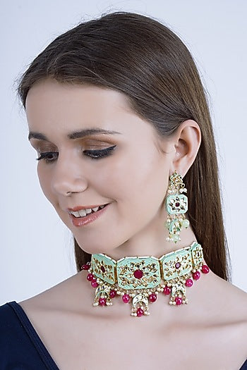 Gold Plated Pearls Necklace Set