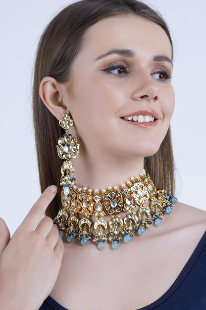 Gold Plated Aquamarine Necklace Set