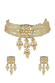 Gold Plated Onyx Ethnic Necklace Set