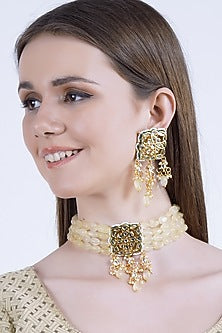 Gold Plated Onyx Ethnic Necklace Set