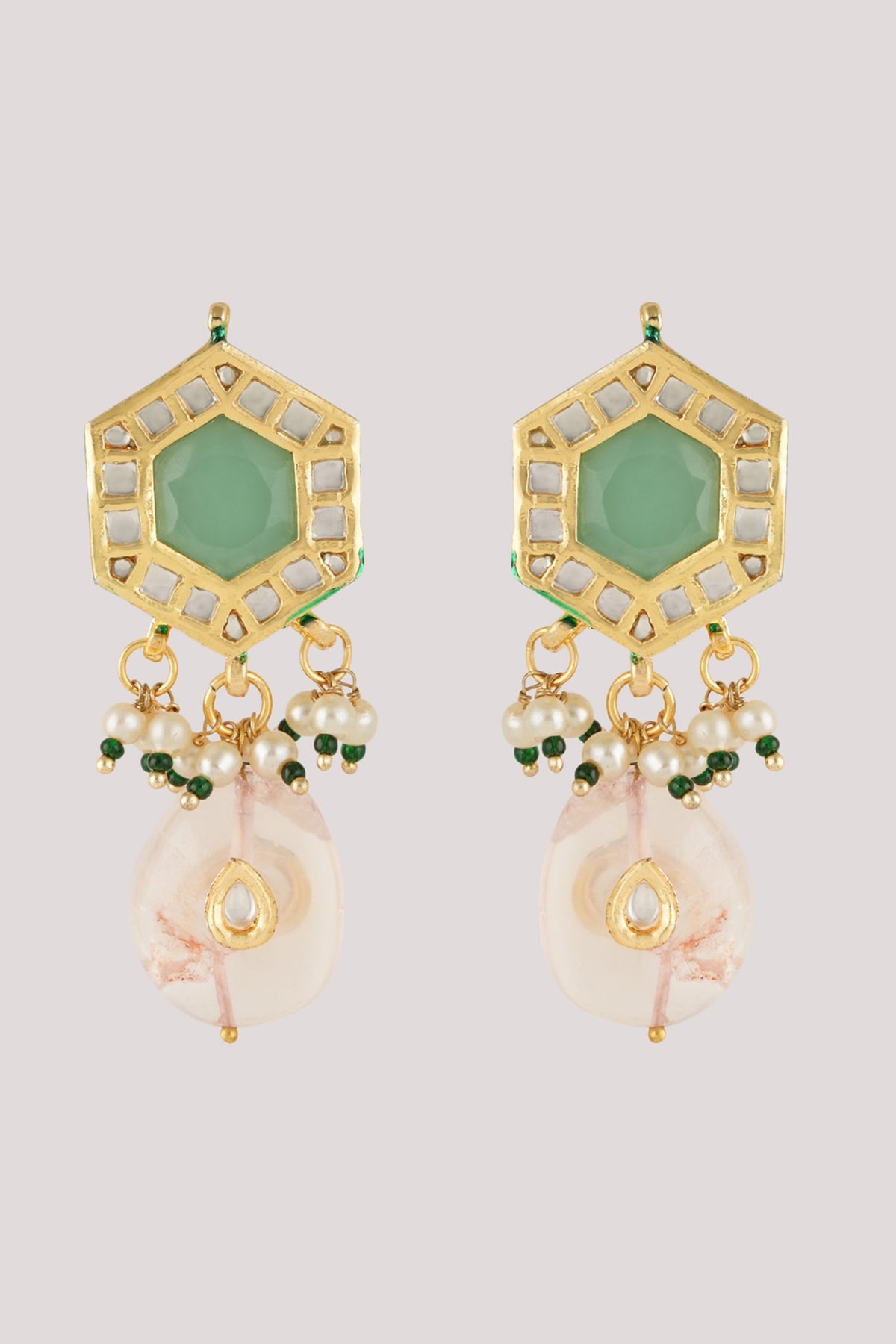 Gold Finish Kundan Polki & Multi-Colored Stone Choker Necklace Set