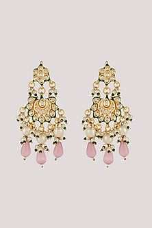 Gold Finish Kundan Polki & Pink Stone Choker Necklace Set