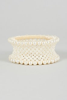 Off-White Beaded Handmade Bangle For Girls