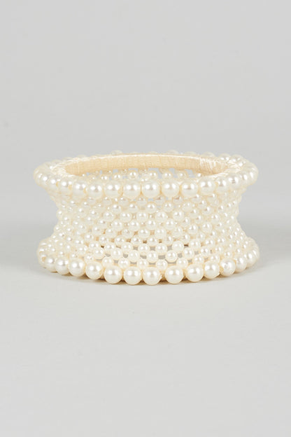 Off-White Beaded Handmade Bangle For Girls