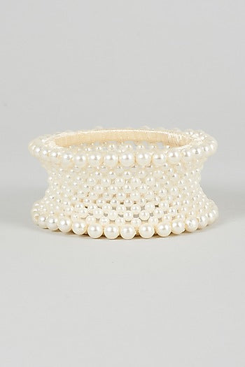 Off-White Beaded Handmade Bangle For Girls