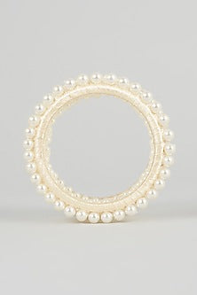 Off-White Beaded Handmade Bangle For Girls