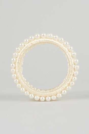 Off-White Beaded Handmade Bangle For Girls
