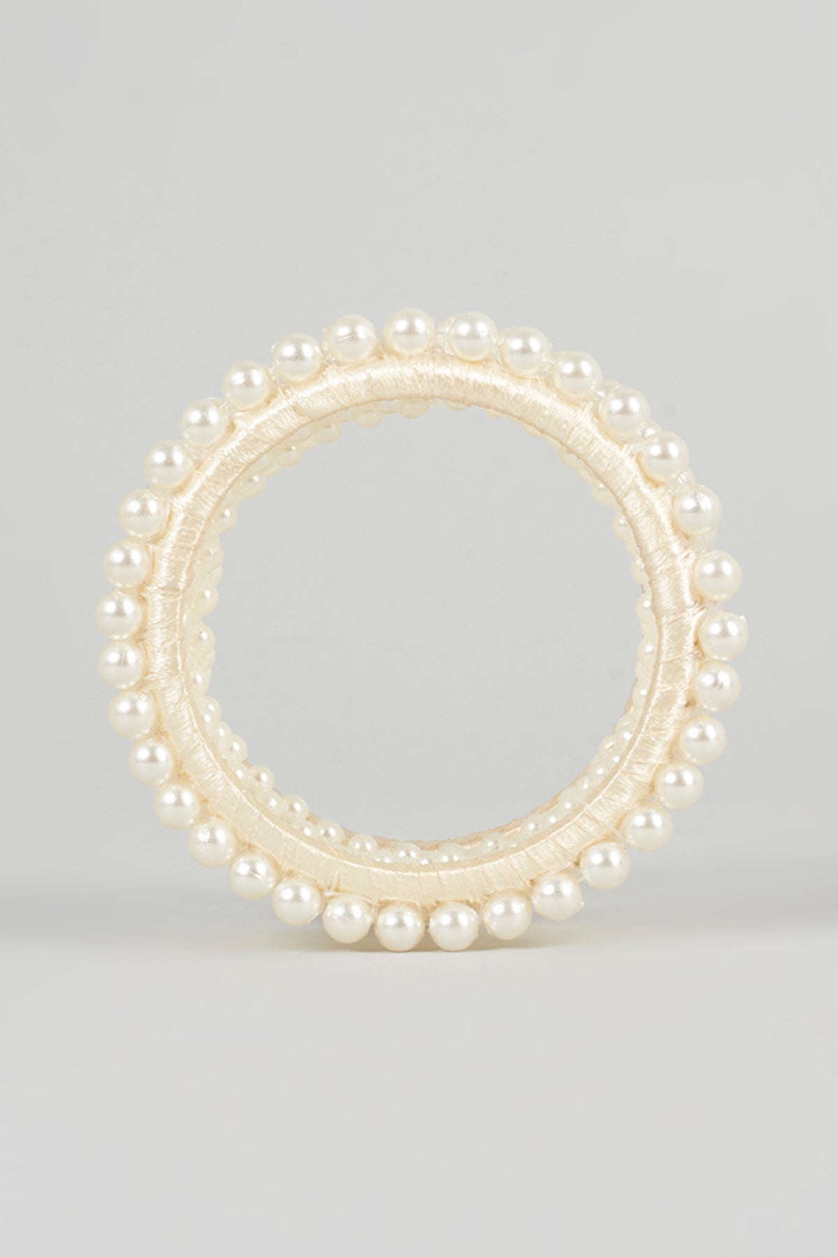 Off-White Beaded Handmade Bangle For Girls