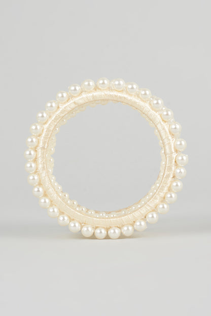 Off-White Beaded Handmade Bangle For Girls