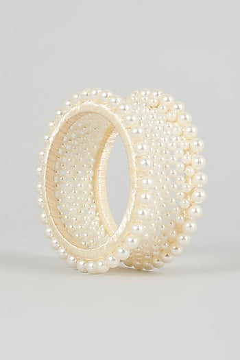 Off-White Beaded Handmade Bangle For Girls