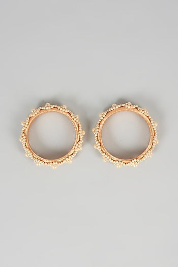 Beige Pearl Bangles (Set of 2) For Girls