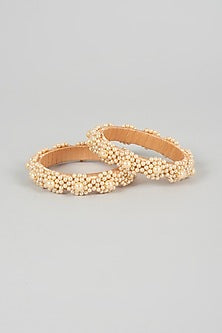 Beige Pearl Bangles (Set of 2) For Girls