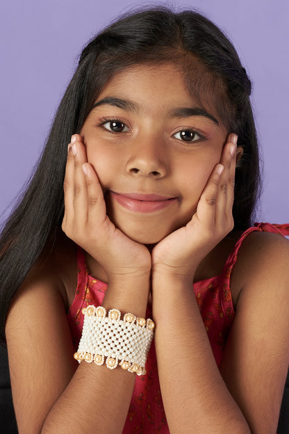 Off-White Beaded Bangle For Girls
