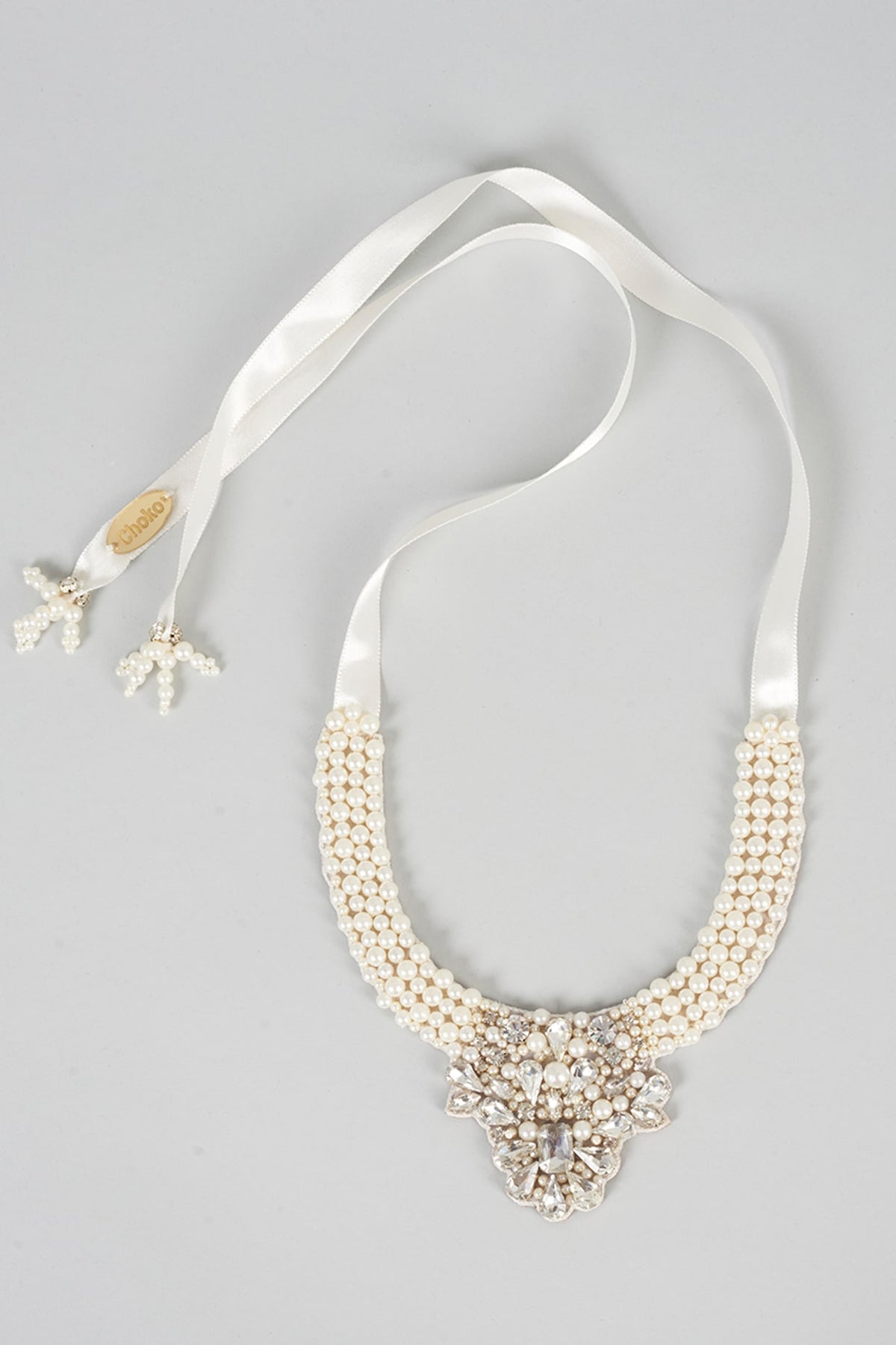 Cream Pearl Necklace Set For Girls