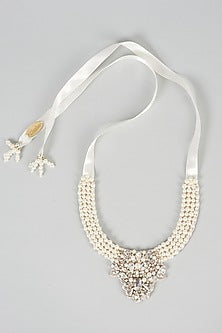 Cream Pearl Necklace Set For Girls