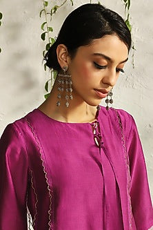 Antique Gold Finish Hand Embroidered Dangler Earrings
