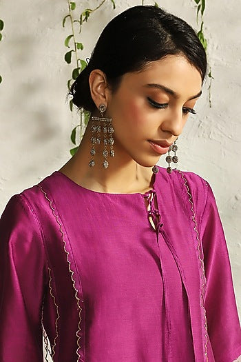 Antique Gold Finish Hand Embroidered Dangler Earrings