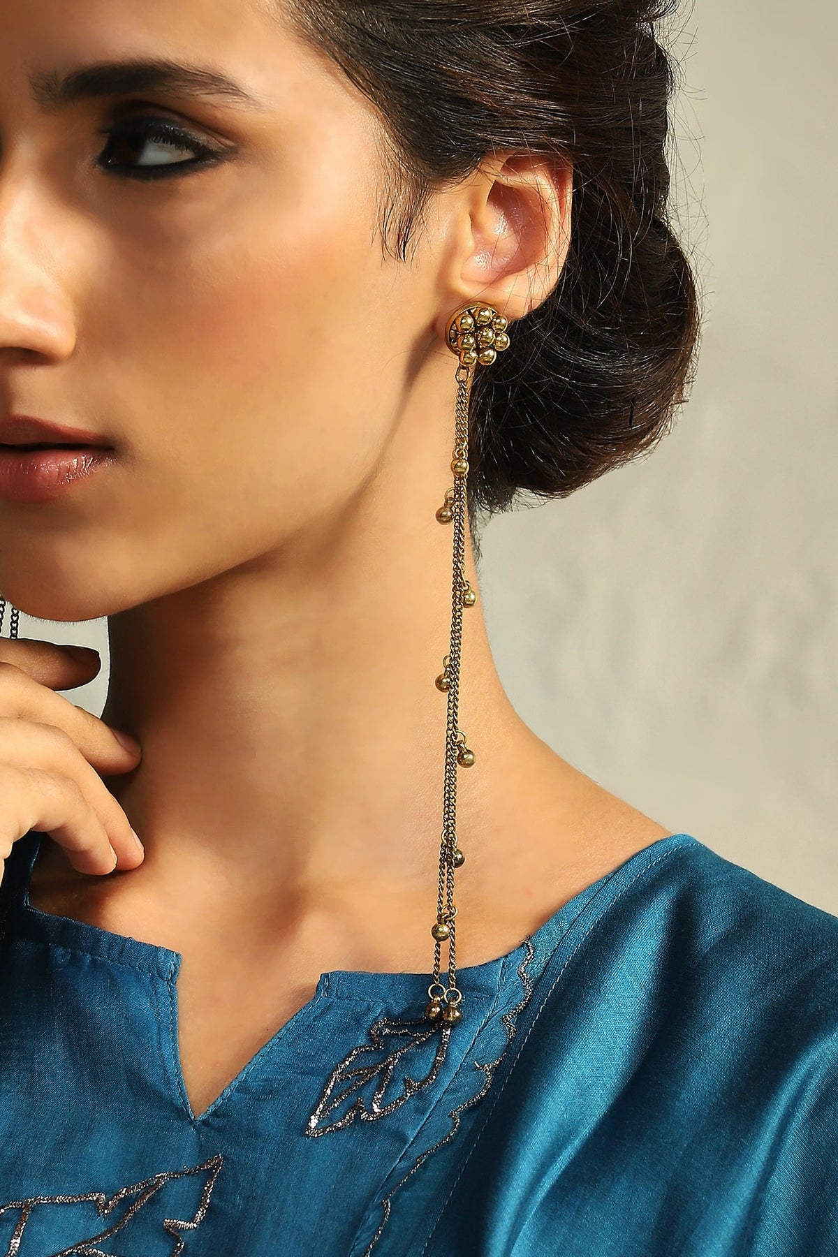 Gold Finish Ghunghroos Handcrafted Dangler Earrings