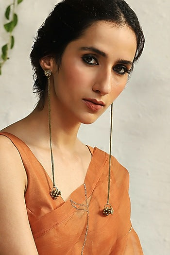 Gold Finish Kashmiri Style Dangler Earrings