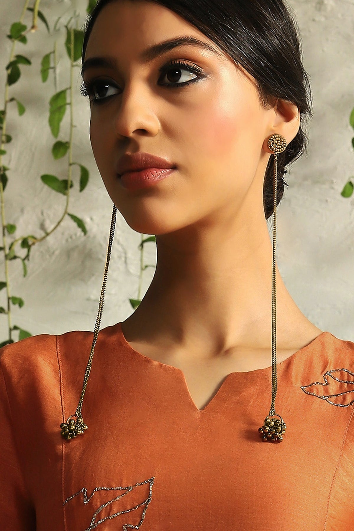 Gold Finish Kashmiri Style Dangler Earrings