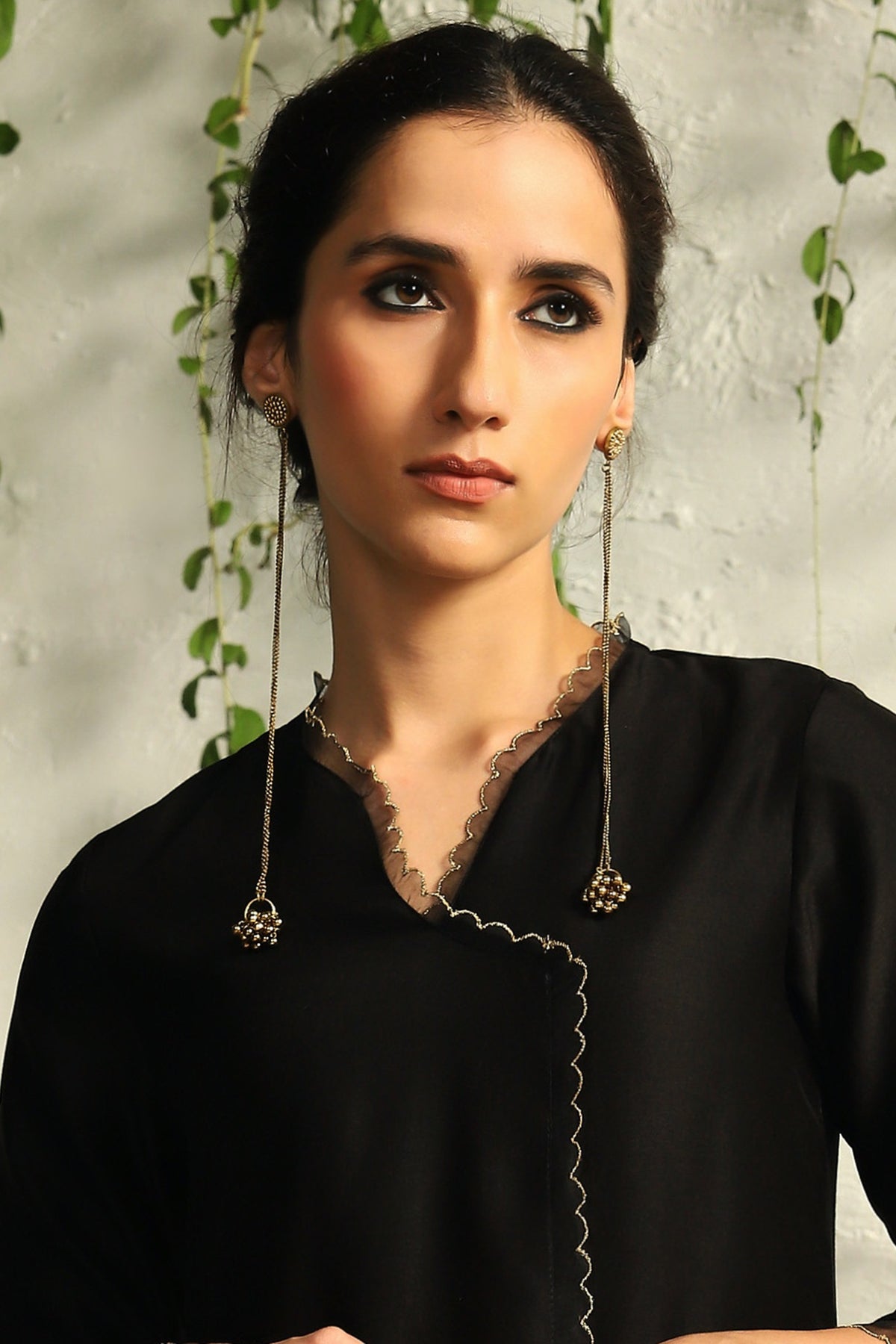 Gold Finish Kashmiri Style Dangler Earrings